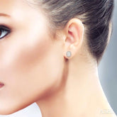 1/2 ctw Oval Shape Lovebright Round Cut Diamond Stud Earrings in 14K White Gold